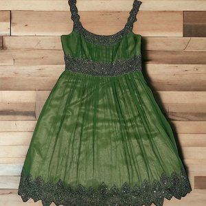 Adriana Papell Silk Beaded Evening Dress Size 10 MSRP $298
